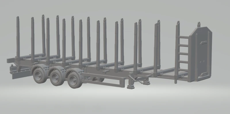Trailer wood transport 3D Print Model .c4d .max .obj .3ds .fbx .stl .blend 