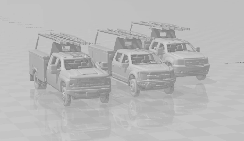Pack crew truck service 3D Print Model .c4d .max .obj .3ds .fbx .stl .blend 