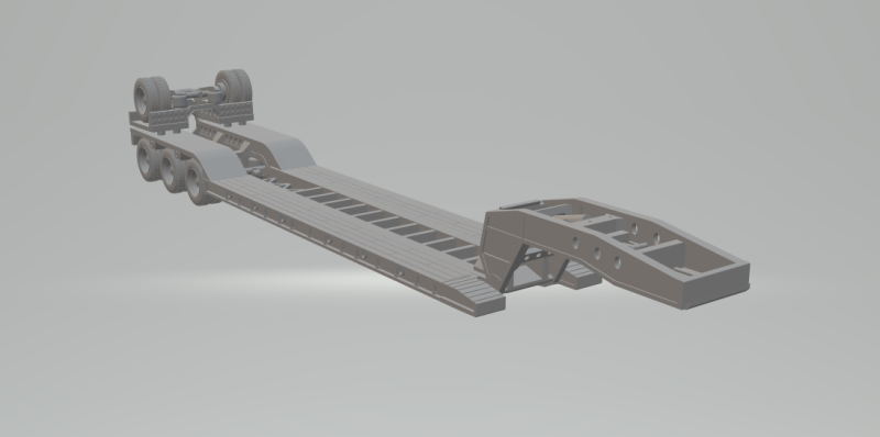 Trailer transport lowboy 3D 打印模型 .c4d .max .obj .3ds .fbx .stl .blend 