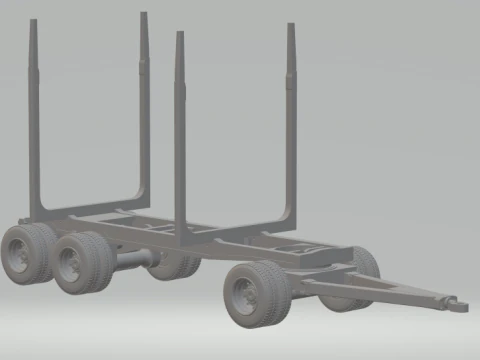Remorque de transport de bois Modèles 3D en vedette