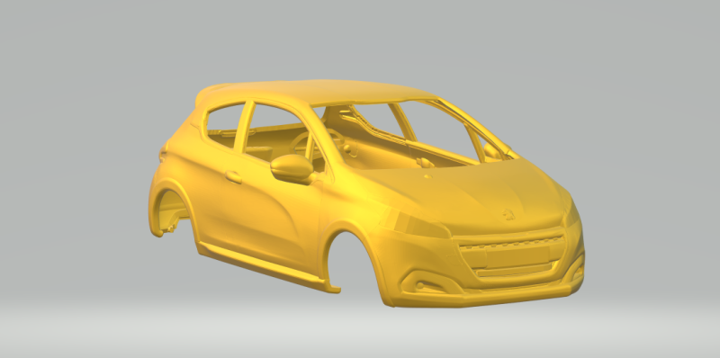 Peugeot 208 3D Print Model .c4d .max .obj .3ds .fbx .stl .blend