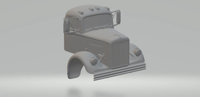 White truck cabin 3D Print Model .c4d .max .obj .3ds .fbx .stl .blend