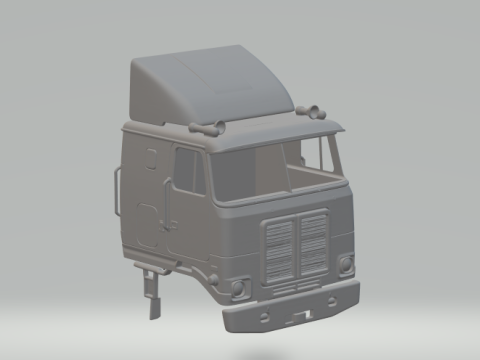 Weißes Fahrerhaus über LKW 3D Druckmodell