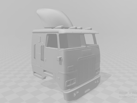 1979 White Western Star Cabover Sleeper 3D Print Model