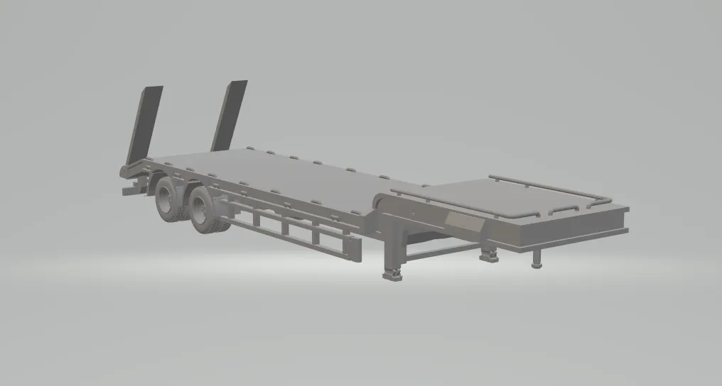 1-64 Lowboy Trailer 3D Print Model .c4d .max .obj .3ds .fbx .stl .blend 