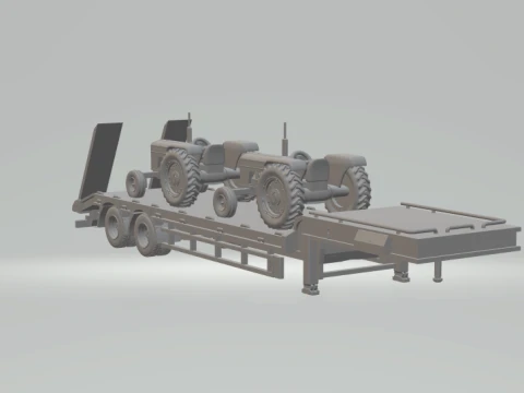 1-64 Lowboy Equipment Trailer - transport tractor 3D Print Model