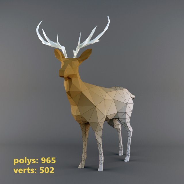 deerlowpoly Model 3D .c4d .max .obj .3ds .fbx .stl .blend 