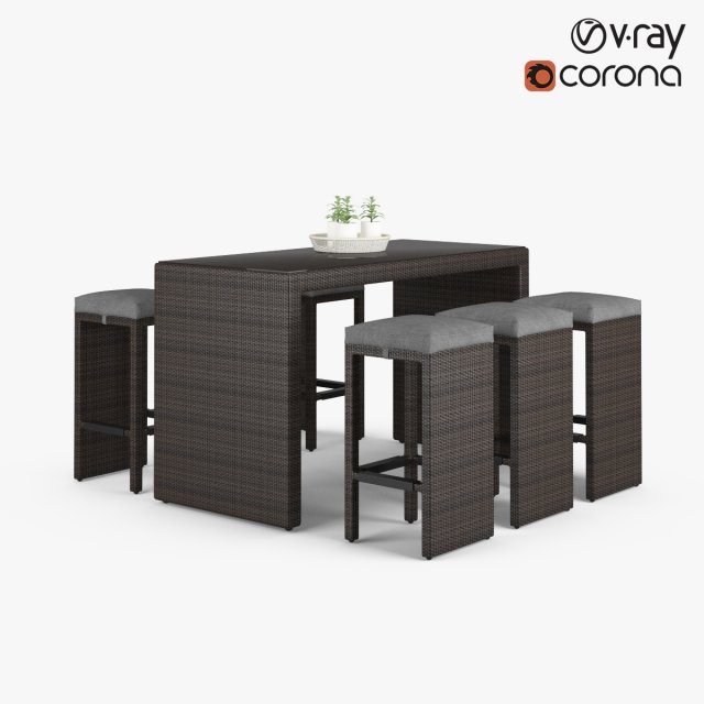 outdoor bar set Model 3D .c4d .max .obj .3ds .fbx .stl .blend 