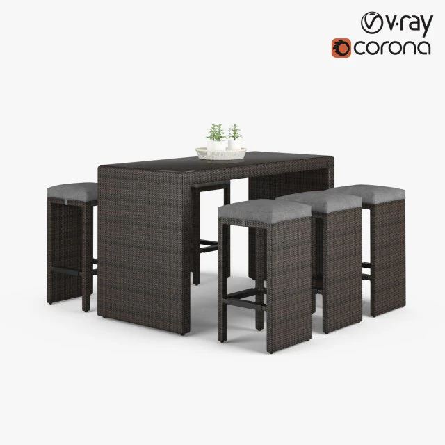 outdoor bar set 3D Model .c4d .max .obj .3ds .fbx .stl .blend 