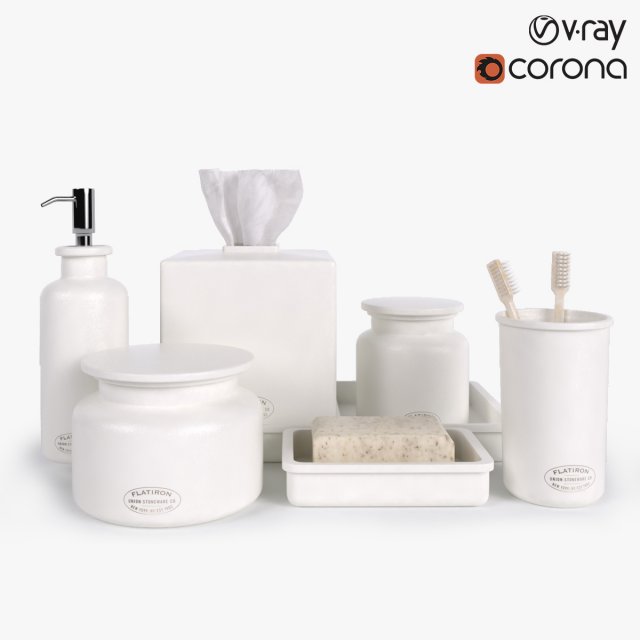 restoration hardware flatiron union stoneware bath accessories 3D 模型 .c4d .max .obj .3ds .fbx .stl .blend 