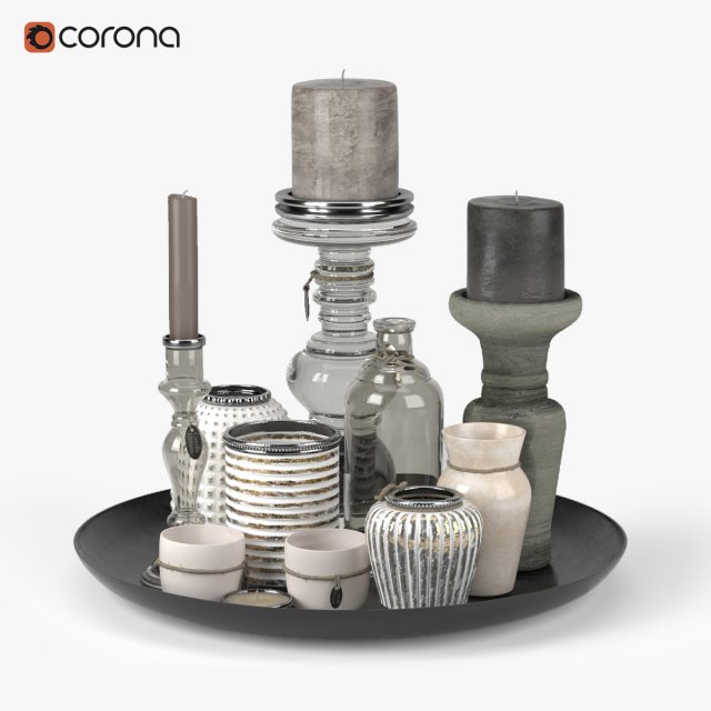 candle set 3D Model .c4d .max .obj .3ds .fbx .stl .blend 