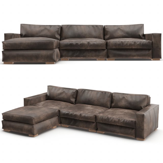 restoration hardware maxwell modular leather sofa 3D 模型 .c4d .max .obj .3ds .fbx .stl .blend