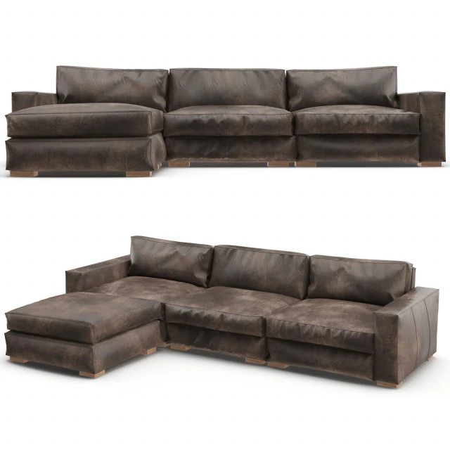restoration hardware maxwell modular leather sofa 3D Model .c4d .max .obj .3ds .fbx .stl .blend