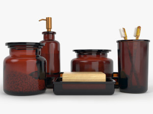 restoration hardware pharmacy amber glass bath accessories 3D Model