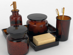 restoration hardware pharmacy amber glass bath accessories Modello 3D