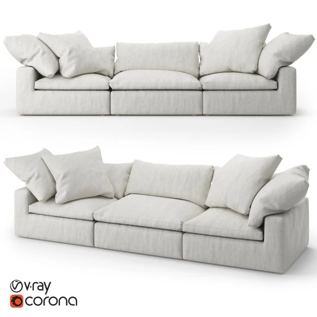 restoration hardware cloud modular fabric sofa 3D Model .c4d .max .obj .3ds .fbx .stl .blend