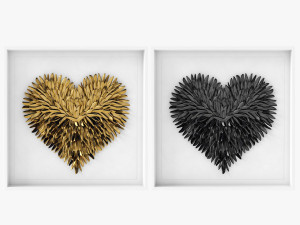 restoration hardware feathered heart art 3D 模型