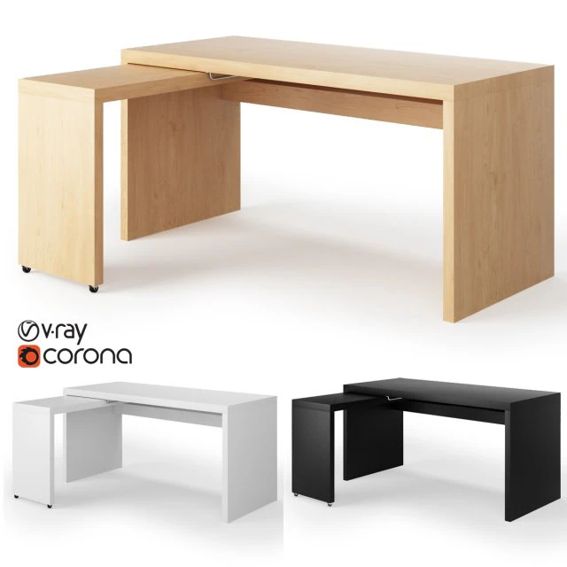 ikea malm desk with pull-out panel 3D Model .c4d .max .obj .3ds .fbx .stl .blend