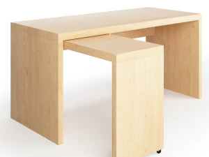 ikea malm desk with pull-out panel 3D Model