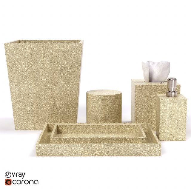 restoration hardware shagreen bath accessories Modello 3D .c4d .max .obj .3ds .fbx .stl .blend 