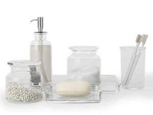 restoration hardware pharmacy clear glass bath accessories 3D Model