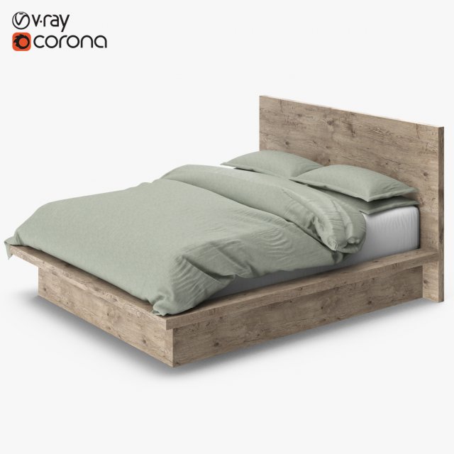 restoration hardware reclaimed russian oak platform bed 3D 모델 .c4d .max .obj .3ds .fbx .stl .blend 