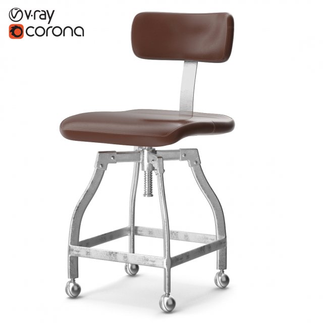 restoration hardware draftsmans desk chair Model 3D .c4d .max .obj .3ds .fbx .stl .blend 