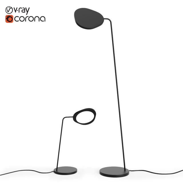 muuto leaf table and floor lamps 3D Model .c4d .max .obj .3ds .fbx .stl .blend
