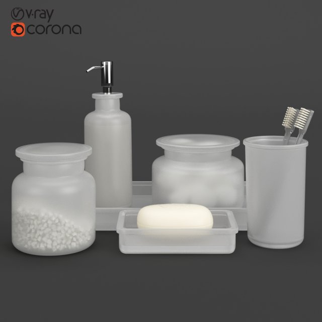 restoration hardware pharmacy frosted glass bath accessories 3D मॉडल .c4d .max .obj .3ds .fbx .stl .blend 