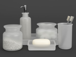 restoration hardware pharmacy frosted glass bath accessories 3D Model
