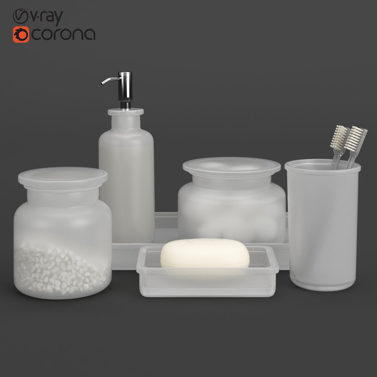 Round Jars with Shagreen Lids 3d model