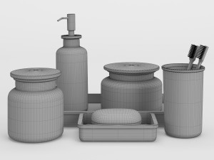 restoration hardware pharmacy frosted glass bath accessories 3D मॉडल