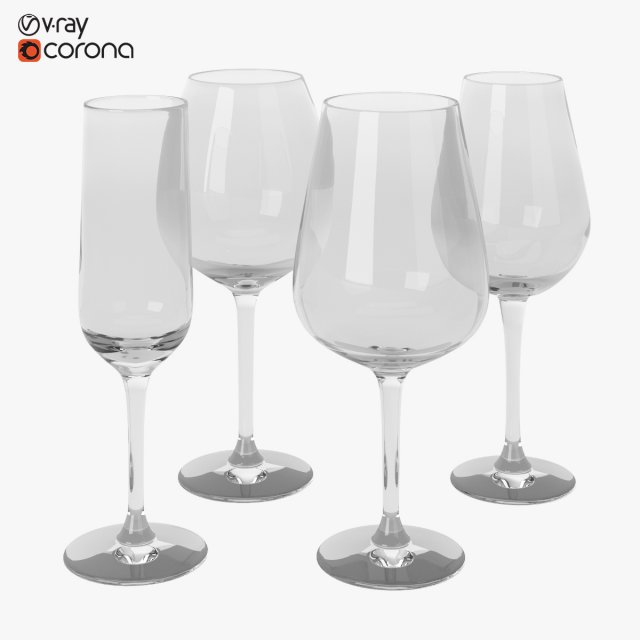 ikea hederlig glass set 3D Model .c4d .max .obj .3ds .fbx .stl .blend 