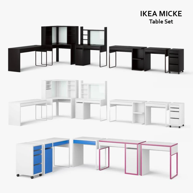 ikea micke table set 3D Model .c4d .max .obj .3ds .fbx .stl .blend 