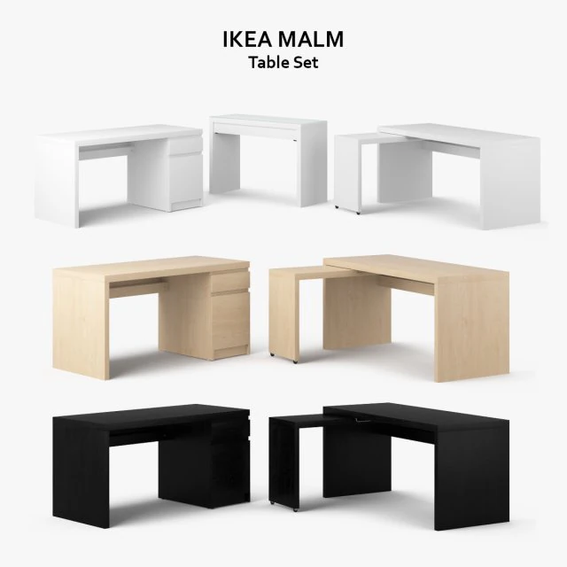 ikea malm table set 3D Model .c4d .max .obj .3ds .fbx .stl .blend 