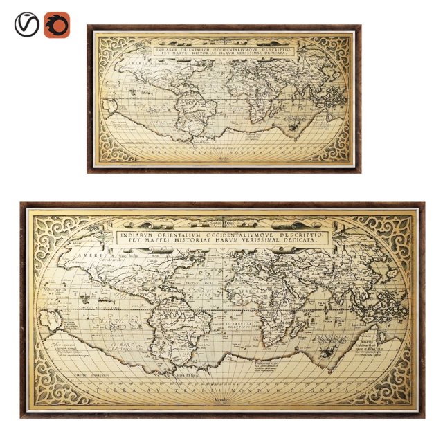 restoration hardware 1588 world map 3D 模型 .c4d .max .obj .3ds .fbx .stl .blend
