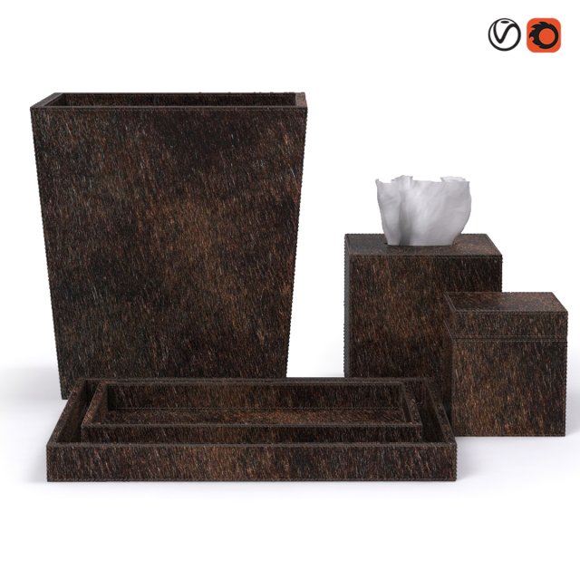 restoration hardware brazilian hide bath accessories brown 3Dモデル .c4d .max .obj .3ds .fbx .stl .blend 