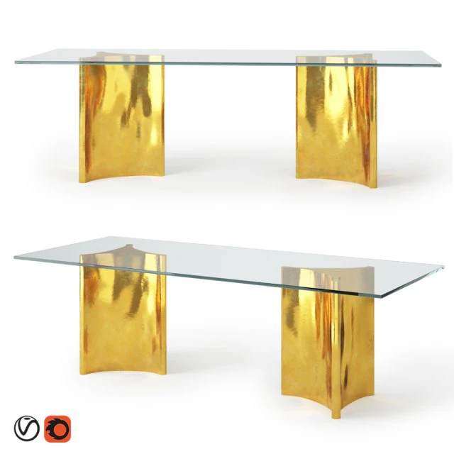 restoration hardware dalton rectangular dining table 3D Model .c4d .max .obj .3ds .fbx .stl .blend 