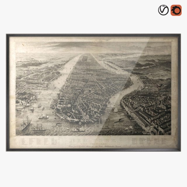 restoration hardware 1867 new york aerial engraving Modelo 3D .c4d .max .obj .3ds .fbx .stl .blend 