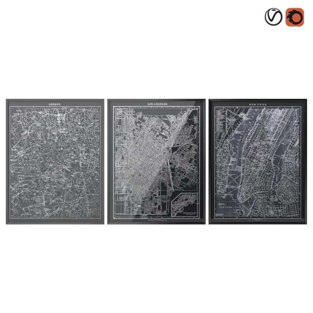 restoration hardware 1900s lithograph maps 3D Model .c4d .max .obj .3ds .fbx .stl .blend 