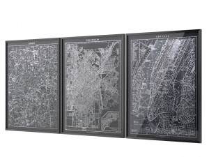 restoration hardware 1900s lithograph maps 3D Модель