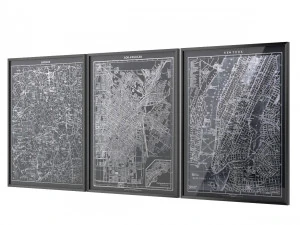 restoration hardware 1900s lithograph maps 3D Model