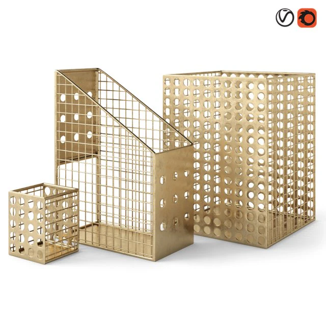 restoration hardware perforated metal desk accessories 3D Model .c4d .max .obj .3ds .fbx .stl .blend 
