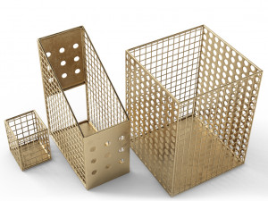 restoration hardware perforated metal desk accessories 3D Model