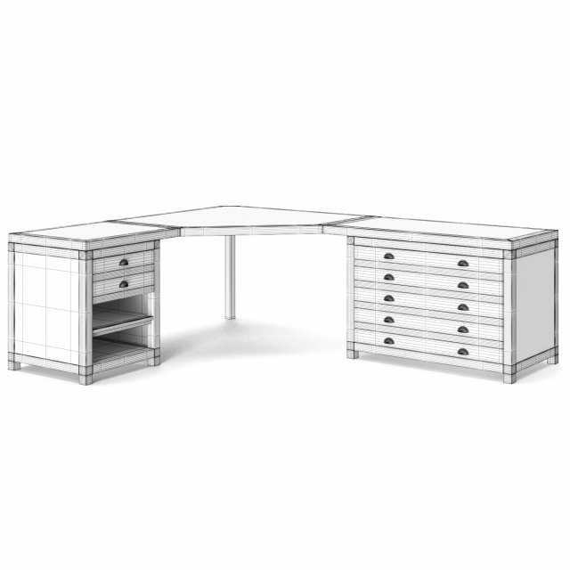 restoration hardware printmakers modular desk 3D in
