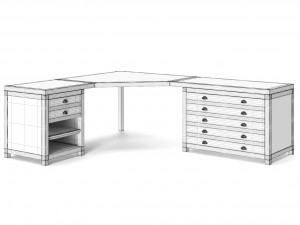 restoration hardware printmakers modular desk 3D Model