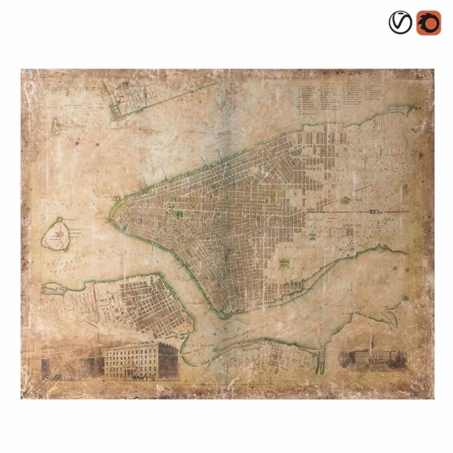 restoration hardware grand canvas library map-new york 3D Model .c4d .max .obj .3ds .fbx .stl .blend