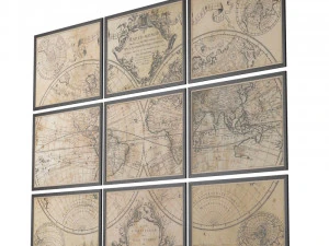 restoration hardware lisles 1720 world map frames 3D Model