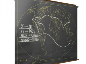 restoration hardware military chalkboard world map 3D Model