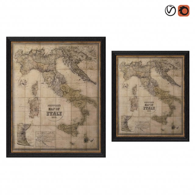 restoration hardware stanfords 1859 map of italy 3D Model .c4d .max .obj .3ds .fbx .stl .blend 